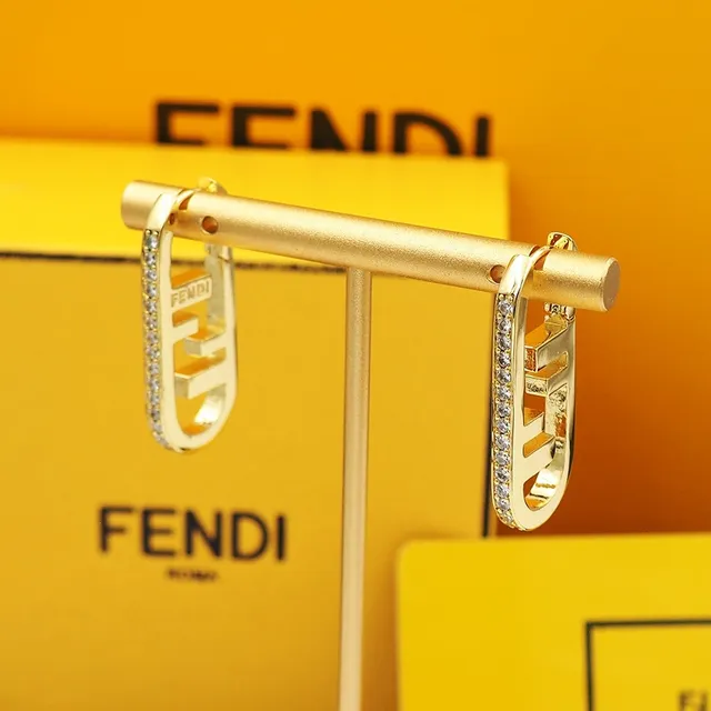 Argolas Fendi FF Logo Pavé Crystal 9