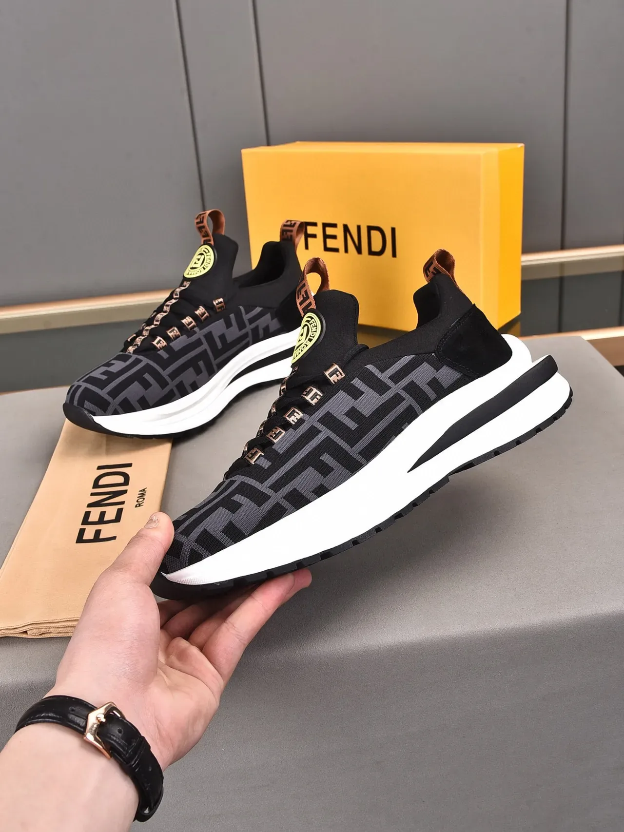 Fendi FF Monogram Slip-On Lifestyle Sneakers 7