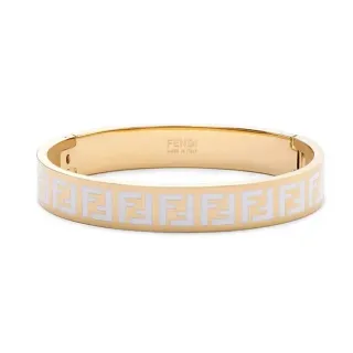 سوار Fendi FF Motif لون ذهبي أبيض مينا مفصل