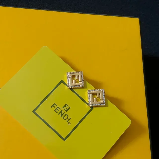 Fendi FF Square Pavé Stud Earrings 6