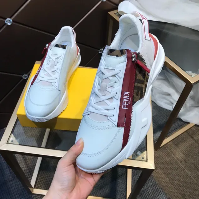 Fendi First Blanc et Rouge FF Monogram Sneakers Chunky 3