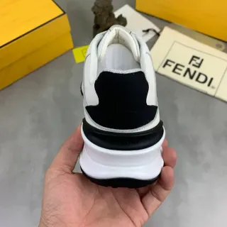 Fendi First White Black Perforated Leather Upper Contrast Trim Chunky Sneakers — Fendi Chunky Sneakers photo from the Yupoo catalog