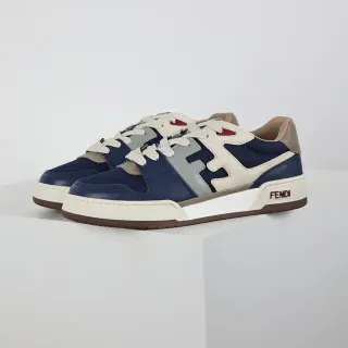 Fendi Navy Beige 低帮分层纺织皮革鞋面生活方式运动鞋