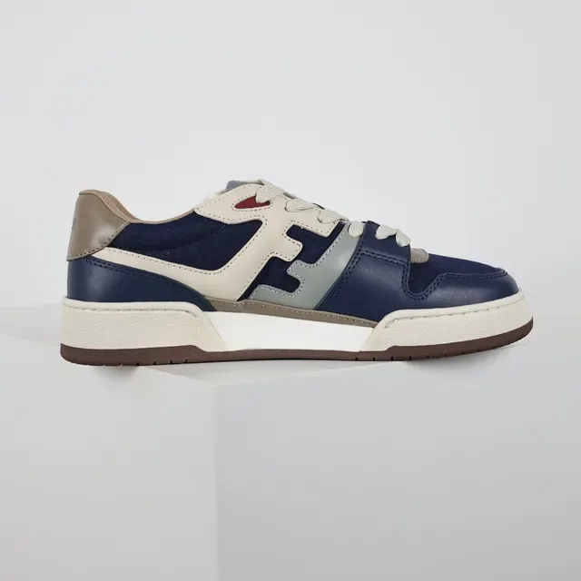 Fendi Navy Beige 低帮分层纺织皮革鞋面生活方式运动鞋 7