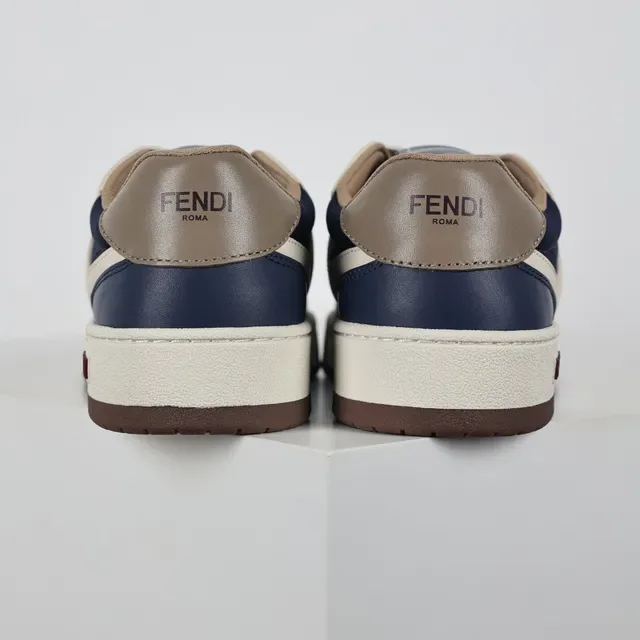Fendi Navy Beige 低帮分层纺织皮革鞋面生活方式运动鞋 8