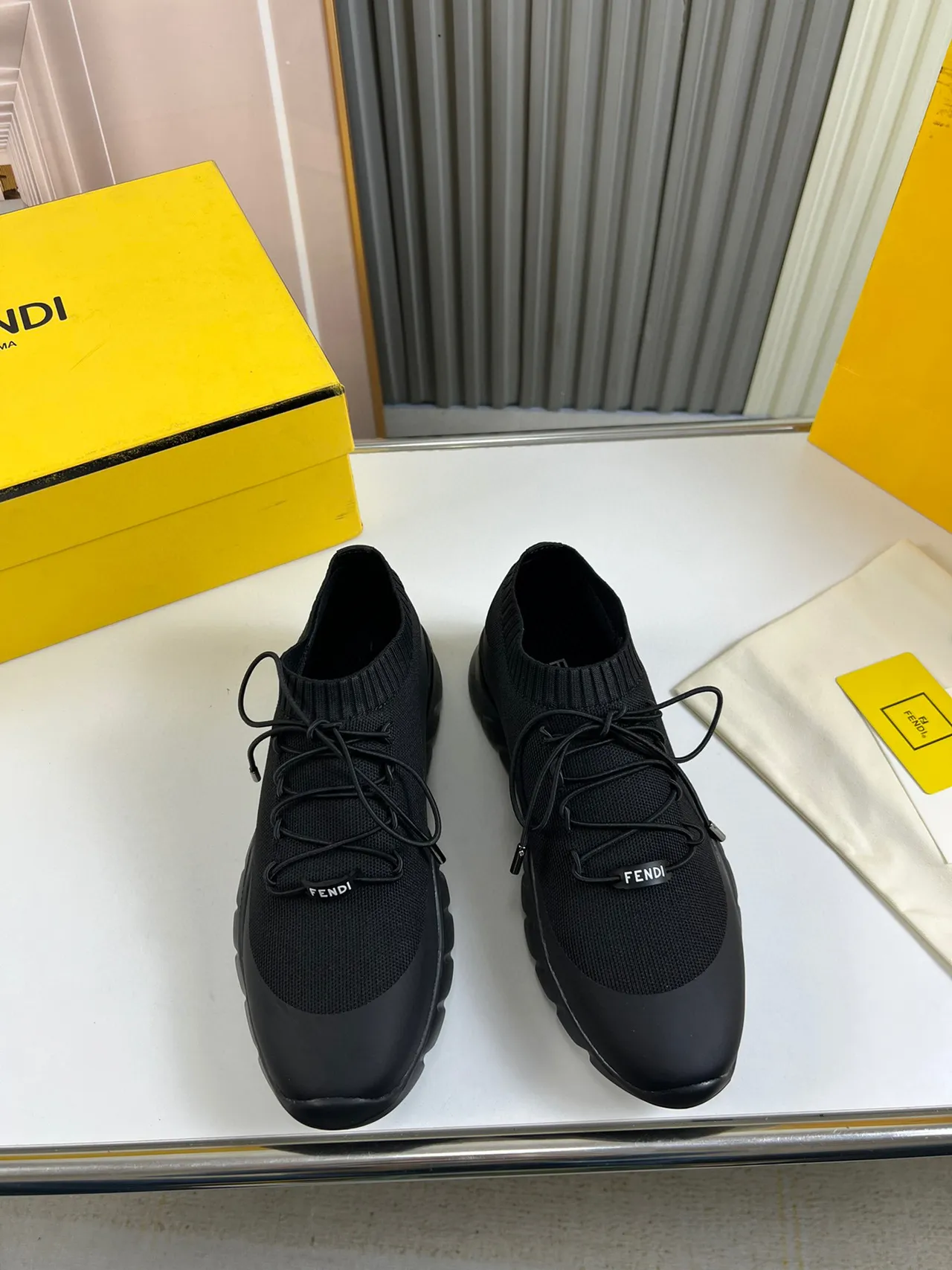 Fendi Speed Trainer Black Knit Sock-Fit Chunky Sneaker 8
