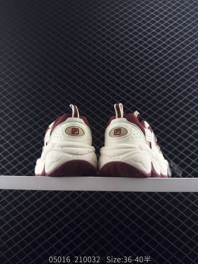 Fila PEASE بيج بورجوندي على شكل اللهب تراكب حذاء رياضي سميك 3