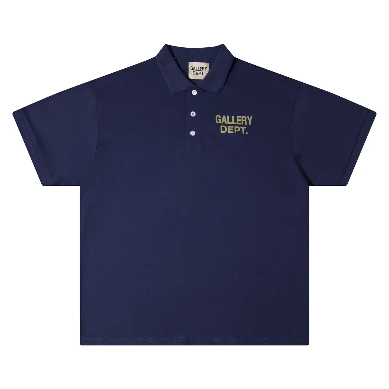Gallery Dept Polo Shirt Preto Marinho Logo Bordado 4