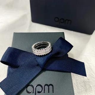 apm Monaco Multi-Row Baguette-Cut Stone Silver-Toned Ring