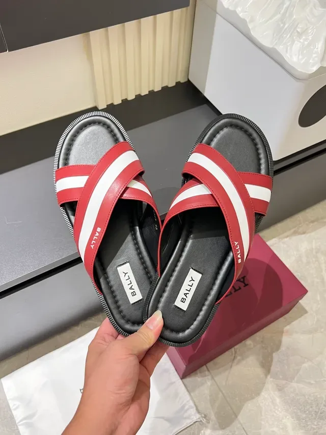 Bally Black White Crisscross Double Straps Padded Footbed Slippers 3