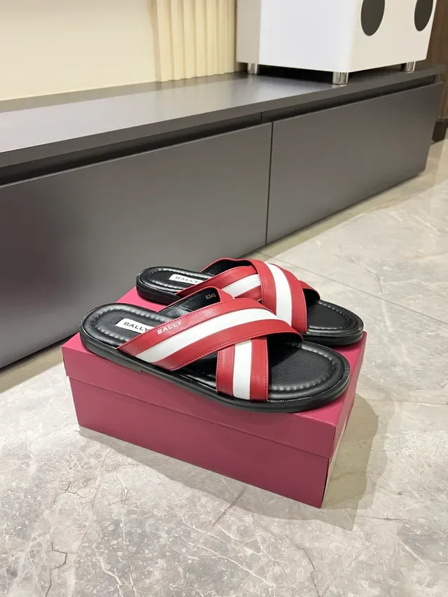 Bally Black White Crisscross Double Straps Padded Footbed Slippers 8