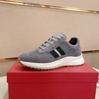 Bally Gray Suede and Mesh Lace-Up Sneaker