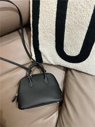 Beige Brown Dome-Shaped Top-Handle Boston Bag 7