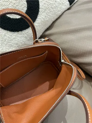 Beige Brown Dome-Shaped Top-Handle Boston Bag 10