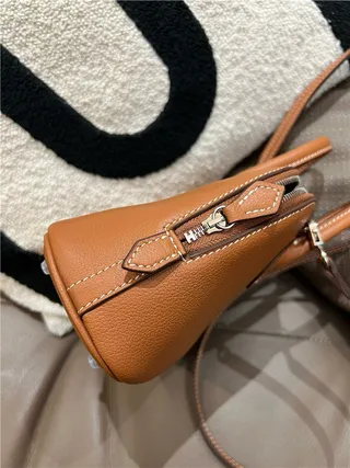 Beige Brown Dome-Shaped Top-Handle Boston Bag 12