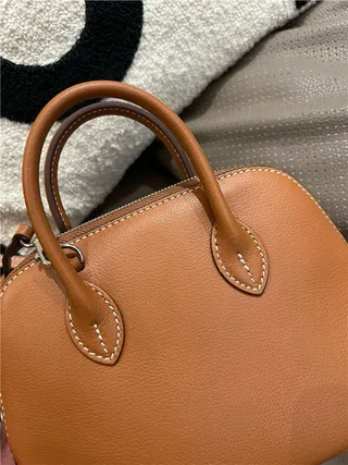 Beige Brown Dome-Shaped Top-Handle Boston Bag 14