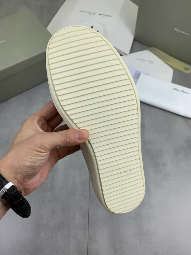 Beige Gray Off-White Leather Light Suede Side Panel Sneakers 2