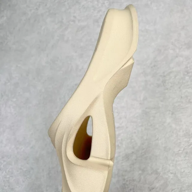 Beige Molded Monolithic Construction Asymmetrical Cutout Slippers 4