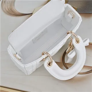 Beige Quilted Top-Handle Chain Strap Bow Accent Boston Bag 21