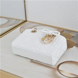Beige Quilted Top-Handle Chain Strap Bow Accent Boston Bag 23