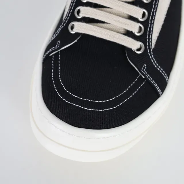 Black and Cream Canvas Platform Sneakers 5