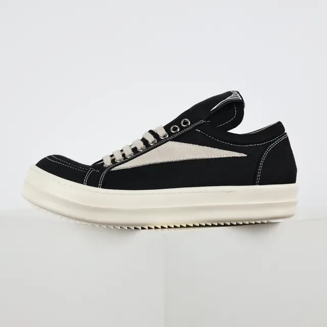 Black and Cream Canvas Platform Sneakers 9