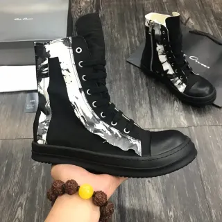 Black and White Abstract Print High-Top Martin Boot