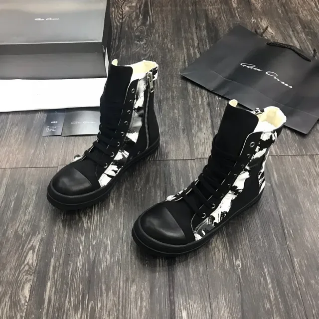 Black and White Abstract Print High-Top Martin Boot 8