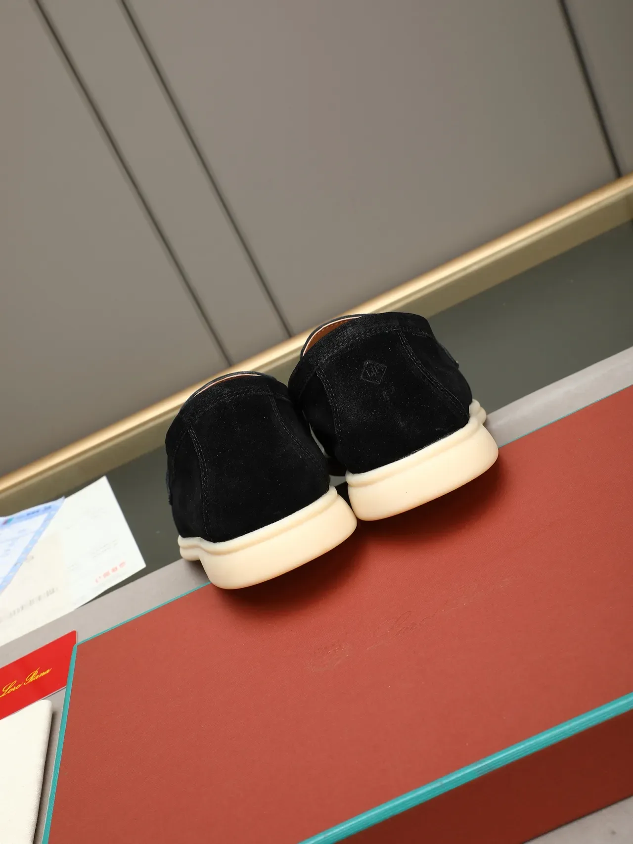 Black Beige Suede Upper Strap Closure Loafer 3