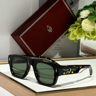 Black Brown Rectangular Frame Double Bridge Sunglasses