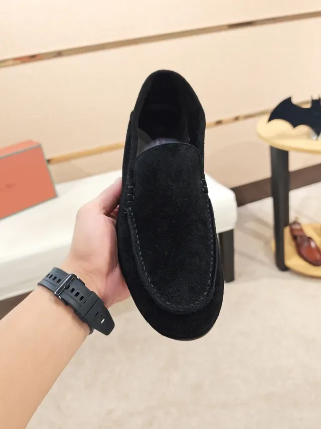 Black Brown Suede Upper Moccasin Stitching Loafer 6
