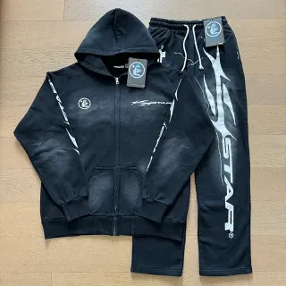 Black Distressed X-STAR Graphic Tracksuit
