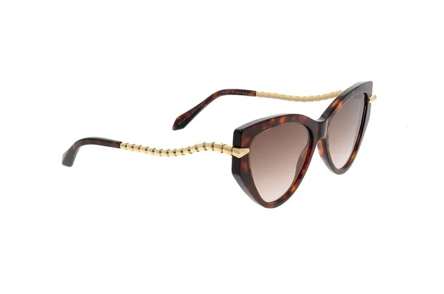 Lunettes de soleil noir et or silhouette œil de chat cadre en acétate 2