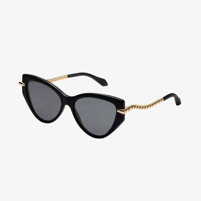 Lunettes de soleil noir et or silhouette œil de chat cadre en acétate 3