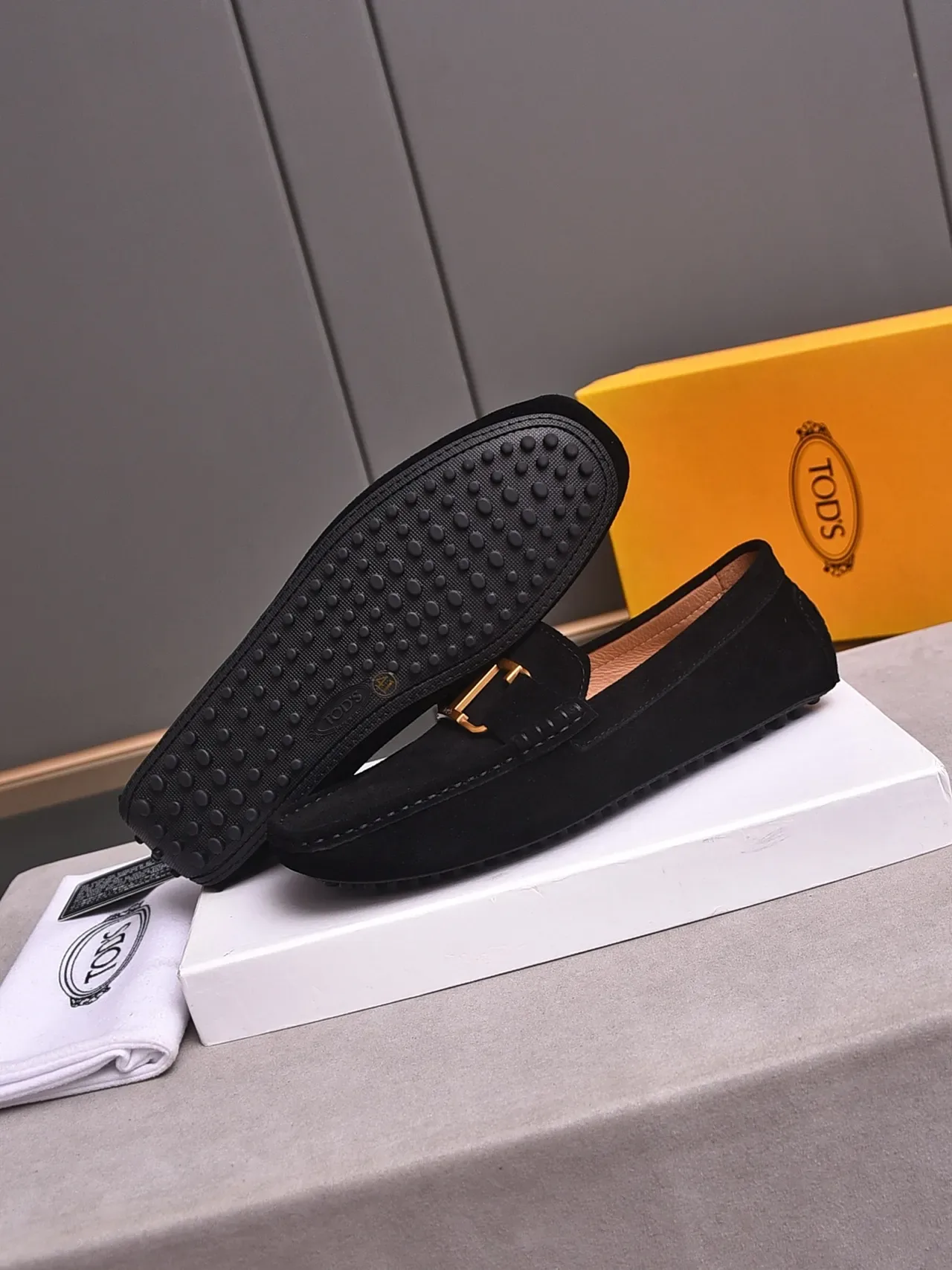 Black Gold Suede Upper Buckle Strap Loafer 4