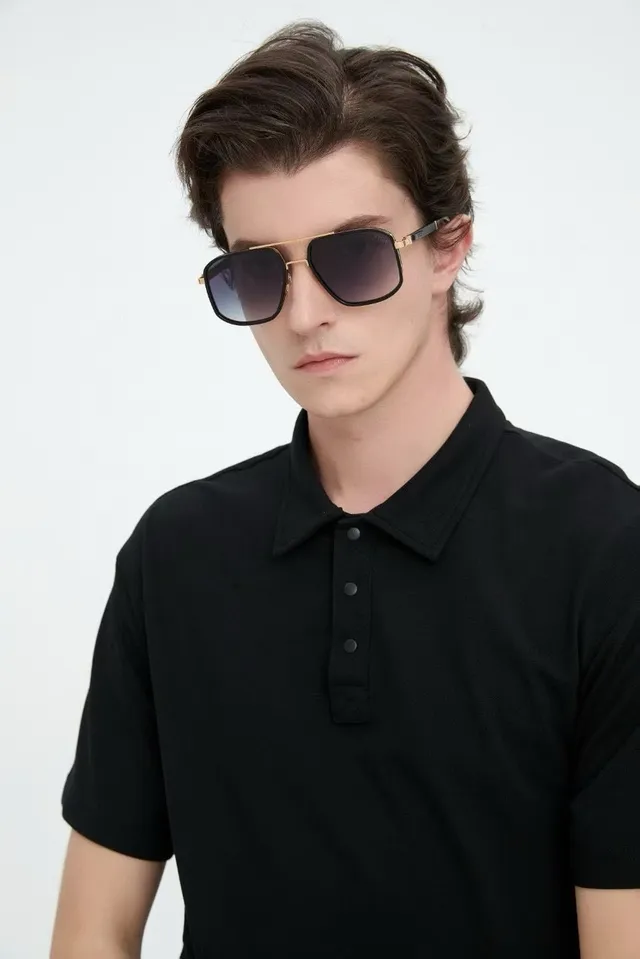 Black Gradient Tint Aviator-Inspired Square-Lens Sunglasses 4