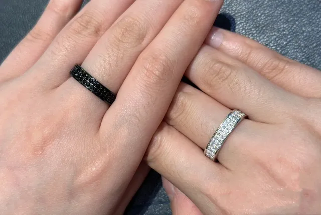 Black Navy Pavé Band Full Eternity Setting Ring 5