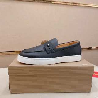 Mocasines Penny de Cuero Negro Granulado con Correa, Slip-On