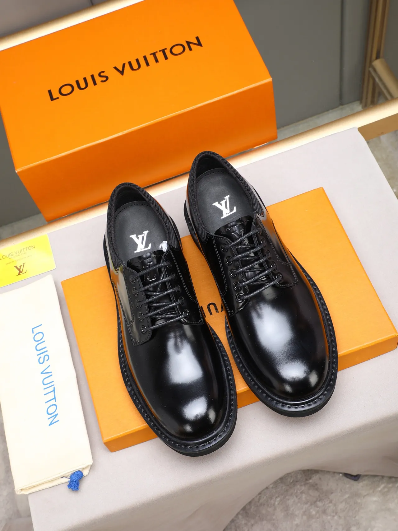Black Polished Cap Toe Oxford Shoe 2