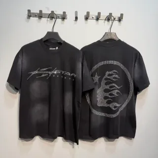 Black Rhinestone-Embellished Oversized Graphic T-Shirt