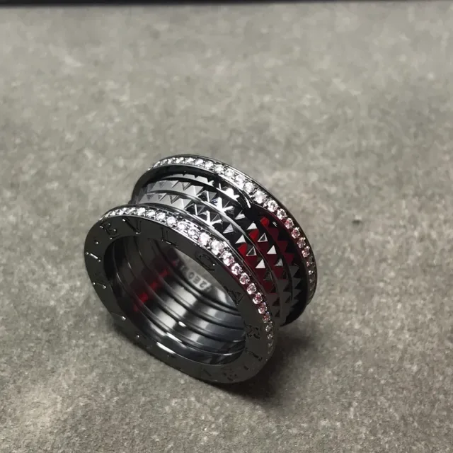 Black Silver Stacked Multi-Band Pavé Crystal Ring 3