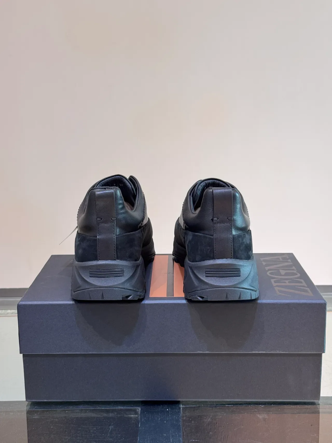 Black Slip-On Mixed-Material Rugged Sole Sneaker 4