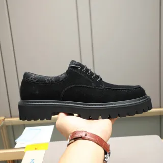 حذاء كاجوال من السويد الأسود Moc-Toe Lace-Up Platform
