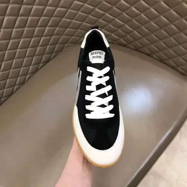 Black White Retro-Inspired Striped Side Panel Sneakers 5