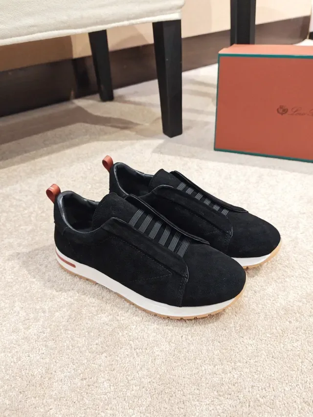 Black White Slip-On Suede Upper Sneakers 4
