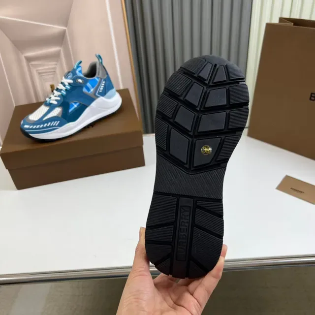 Blue and White Multi-Material Chunky Sole Lifestyle Sneaker 2