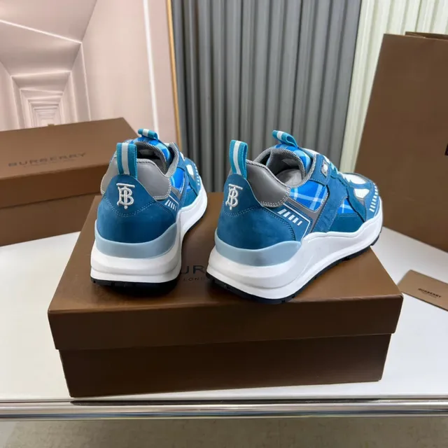 Blue and White Multi-Material Chunky Sole Lifestyle Sneaker 6
