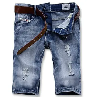 Shorts de Denim Azul Negro con Lavado Medio y Dobladillo Acanalado 11