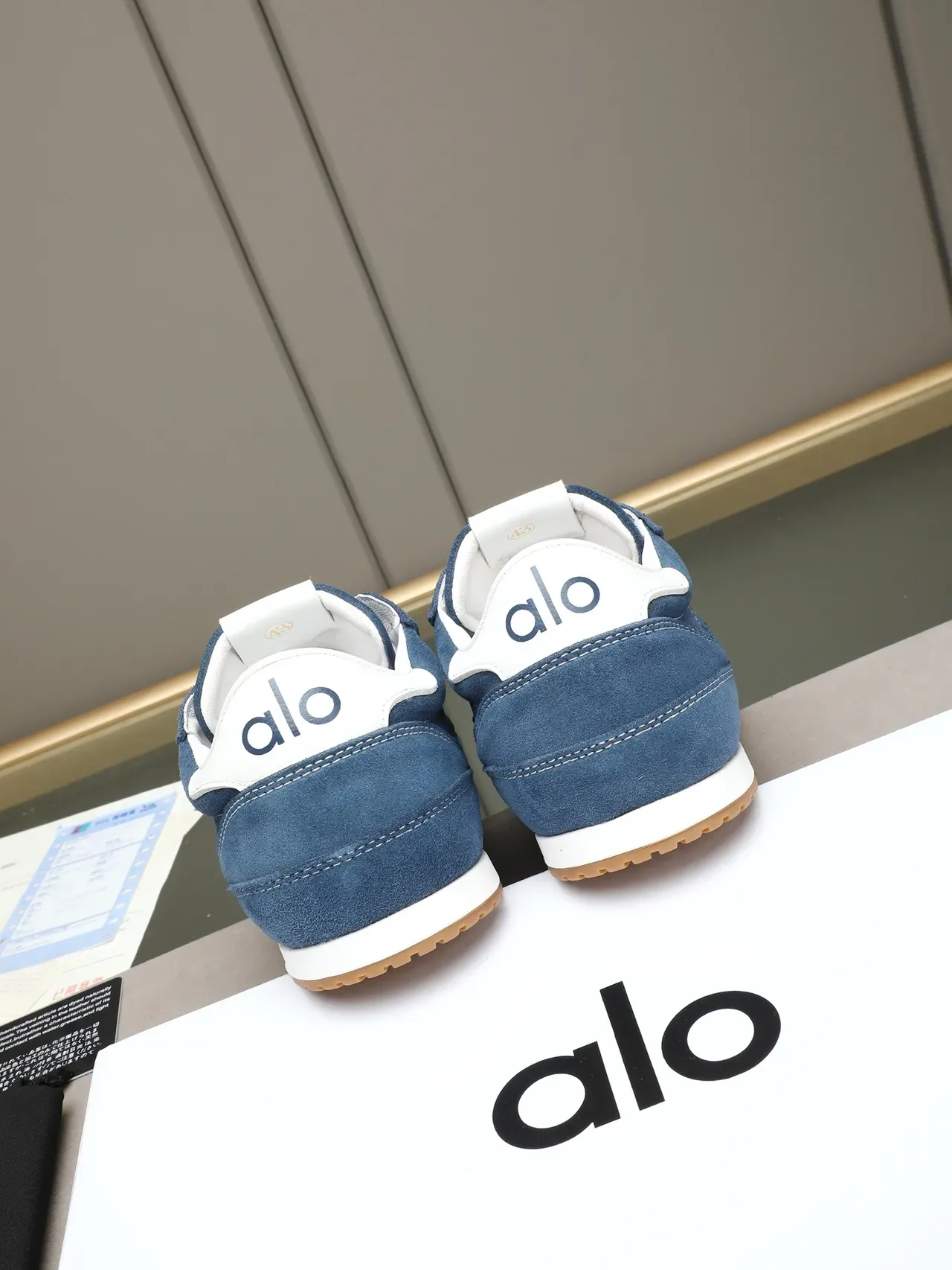 Blue White Suede Upper Contrast Stitching Sneakers 3