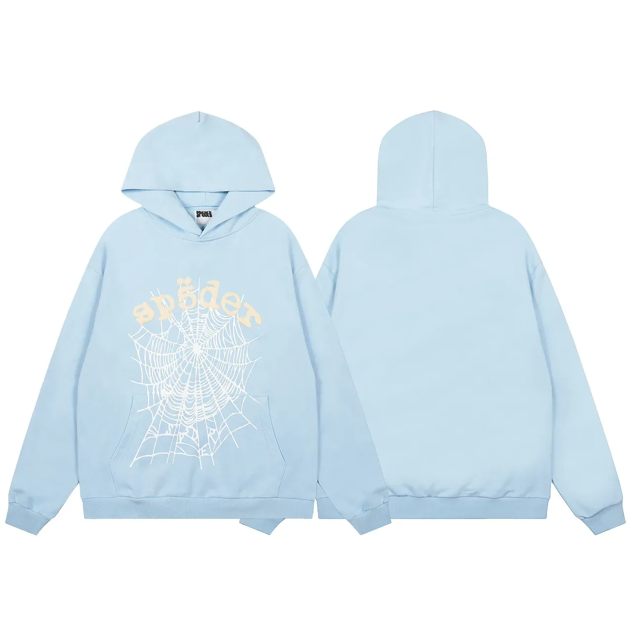 Tracksuit Oversized Hoodie Bleu et Jaune Imprimé Graphique Araignée 6